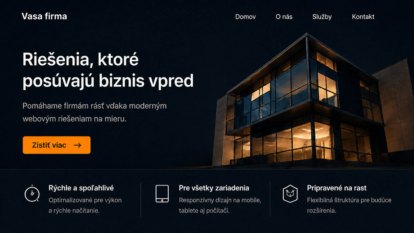 Ukážka modernej firemnej webstránky
