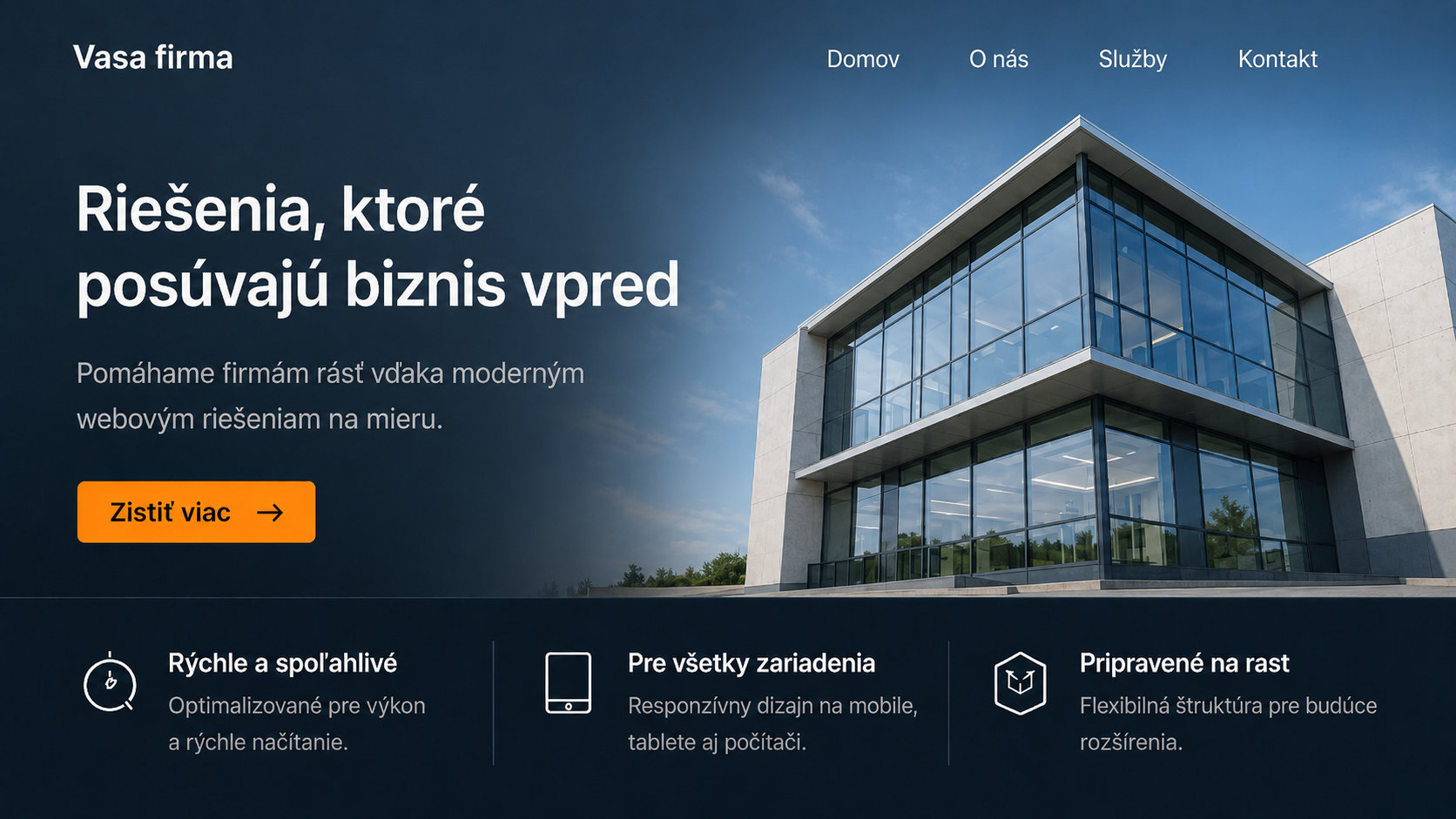 Ukážka modernej firemnej webstránky